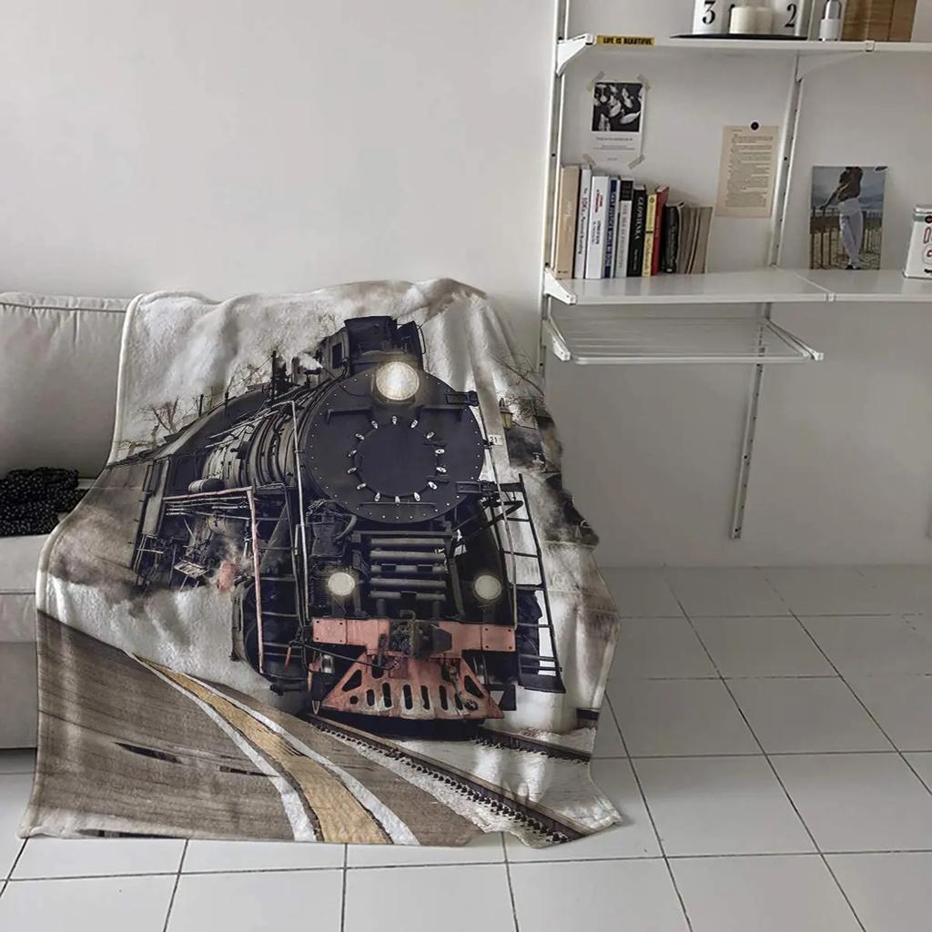 Manta navideña para sofá cama, diseño de pingüino con gorro navideño, suave, acogedora y ligera, de franela polar.