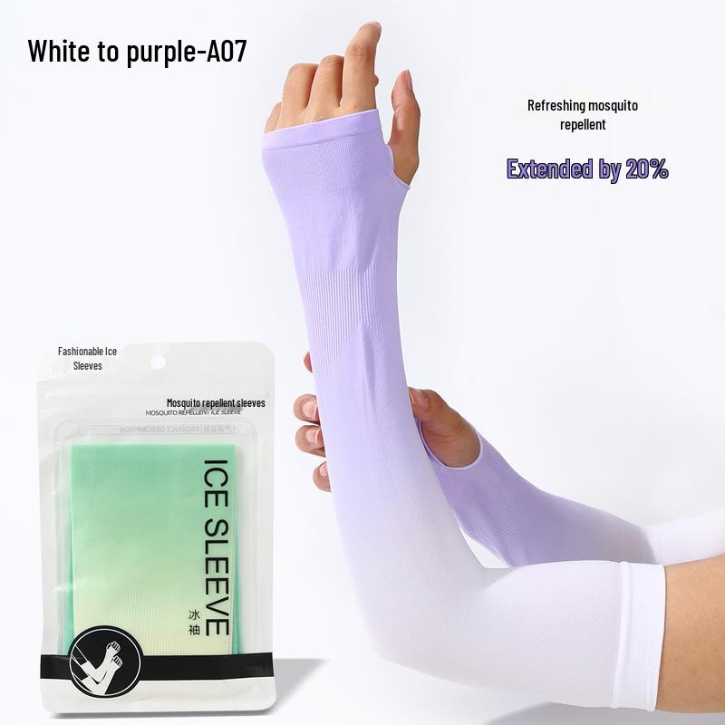 Custom UV Protection Ice Silk Arm Sleeves for Men & Women – Long, Solid Color, Summer Outdoor Wear