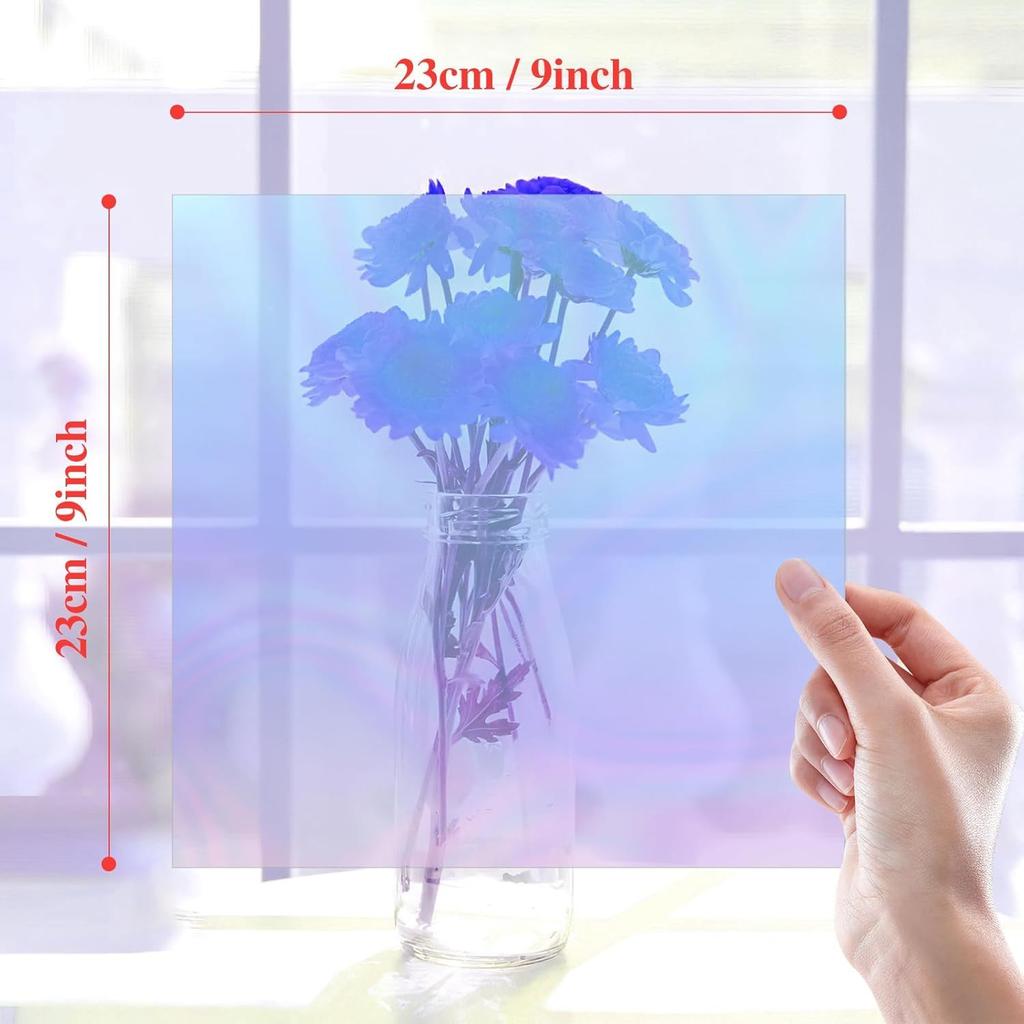 100 Pieces Cellophane Sheets, Blue Fluorescent Packaging, Suitable for Iridescent Film Crafts Holographic Cellophane Paper