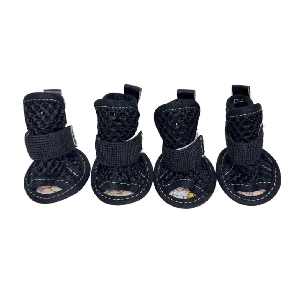 

4Pcs/Set Adjustable Breathable Pet Sandals Soft Dog Paw Protector Hardwood Floors 5 чёрный