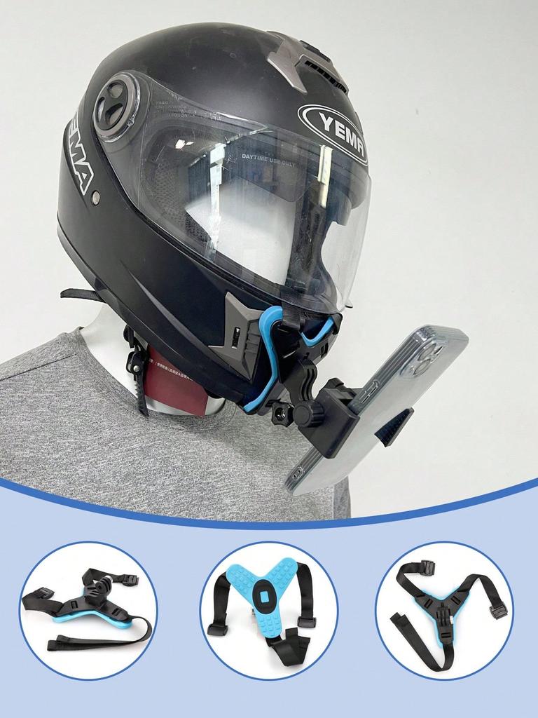 Universal Motorcycle Helmet Chin Mount - Integrated Action Camera Bracket, Quick-Release POV Shooting Mount
