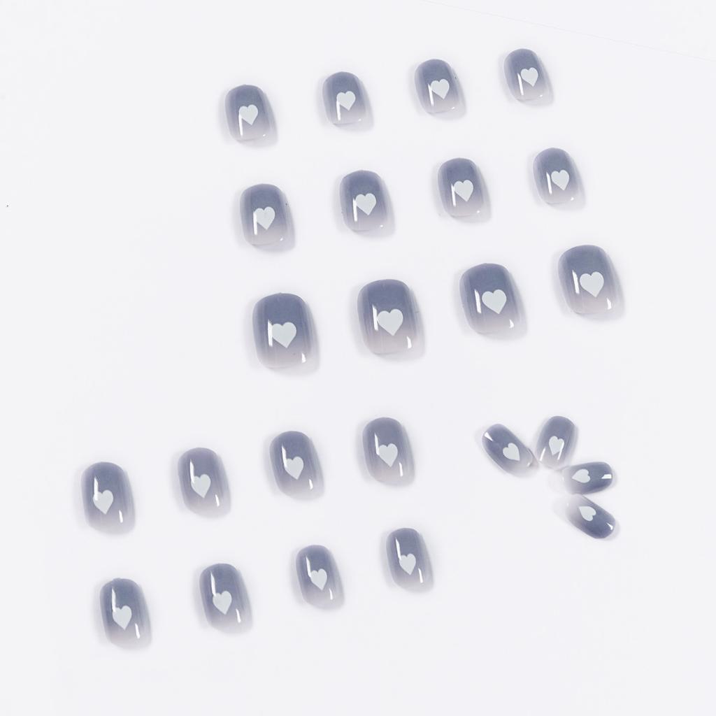 Blau-grauer Farbverlauf Liebe Maniküre tragen künstliche Nägel Maniküre-Patch Nagel-Patch weicher Nagel abnehmbar
