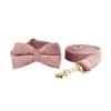 Pet Collar Dog Leash Chest Back Dog Chain Dog Collar Pet Supplies Light Purple Pink Velvet Dog Collar Bow Tie