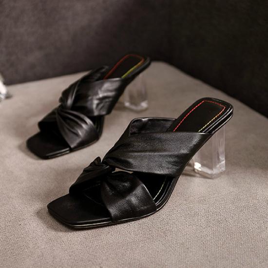 

Женские пикантные прозрачные босоножки на каблуке, сандалии на высоком каблуке с открытым носком, тапочки 36 чёрный