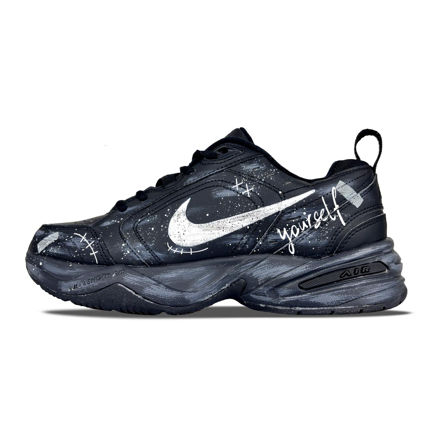 

Nike Air Monarch 4 Slip Resistant Abrasion Resistant Low top Chunky Sneakers Unisex Black White 415445-001(Team627-) 43