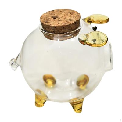 Glass Piggy Bank Organizer Collection Gift,Container Case Pig Money Saving Box Jar for