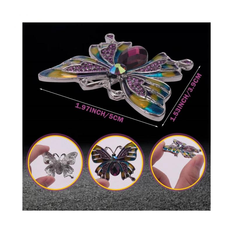 Vintage Large Butterfly Enamel Corsage Wedding Brooch Veil Pin