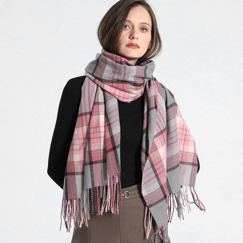 Luxury Plaid Scarf Winter Warm Cashmere Women Long Bandana Pashmina Foulard Female Scarves Tassel Shawl And Wraps  Design