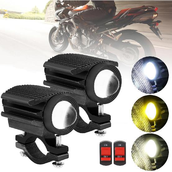 

Windance 2PCS Motorcycle LED Headlight,32W 4 Modes Hi/Lo Beam Yellow White 6500K Waterproof Aux Spotlight for Tractor Truck ATV UTV SUV Boat 9V-85V Black2pcs