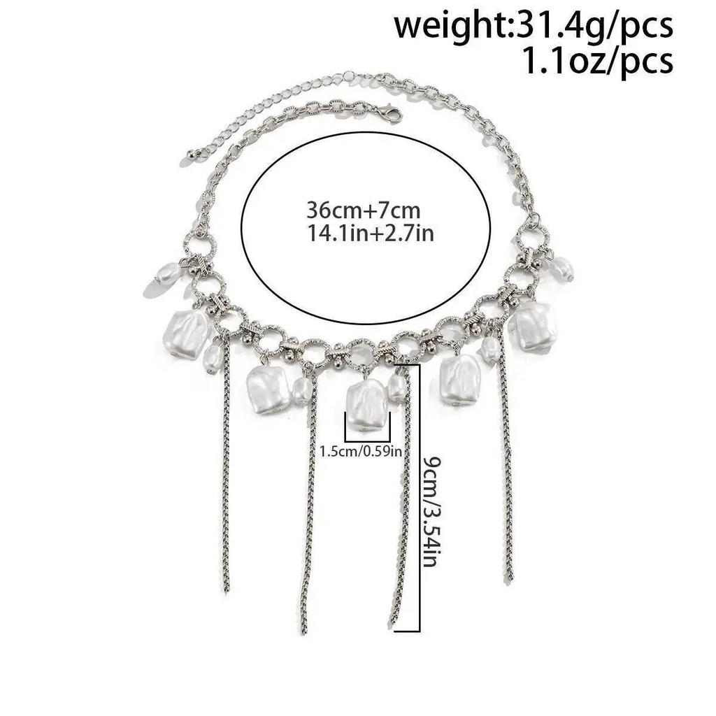 Ingemark Retro Exquisite Imitation Pearl Tassels Pendant Necklace Women Trendy Charm Clavicle Chain Wedding Bridal Jewelry Gift
