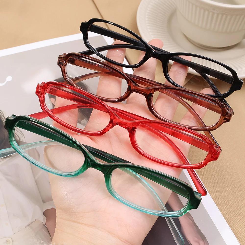 Girls Red Green Frame Glass Retro Oval Glasses Eyewear Decorative Computer Anti-Blue Eyeglasses With Seaside Driving