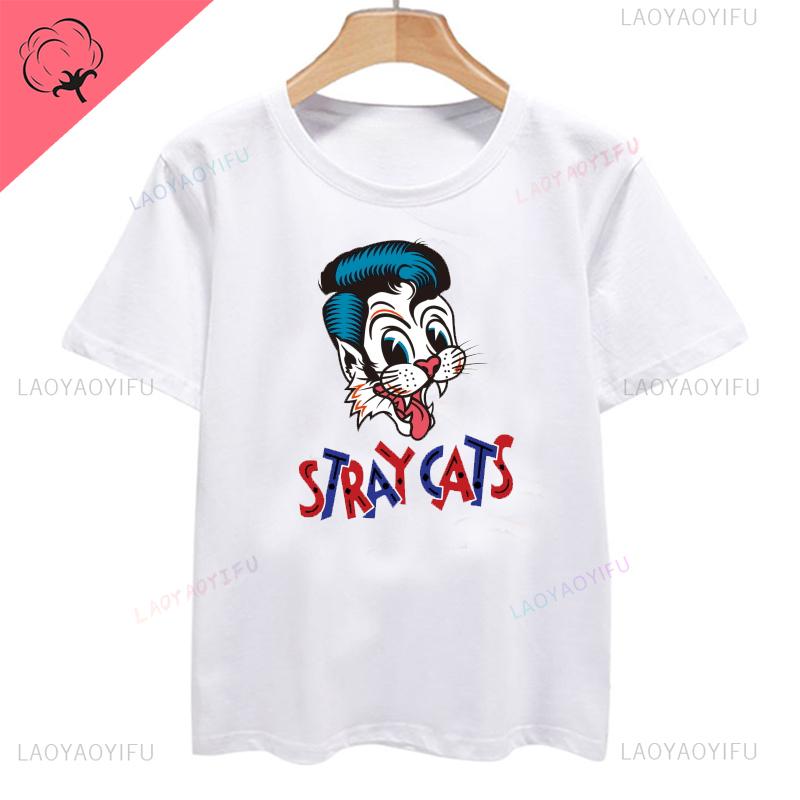 Classic Stray Cats Rock Tshirt American Rockabilly Band Fans Hipster Streetwear Fashion Breathable Boy Girl Unisex T Shirt Cotton