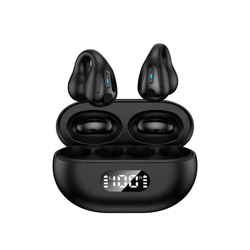 New Wireless Headphones Bluetooth 5.3 Bone Conduction Earphones Earclip Design Touch Control Led Earbuds Sports Headsets
