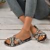 Fashion Printed Pattern Women's Flat Sandals Open Toe Beach Slippers 2024 Summer New One-line Buckle Casual Slippers Shoes for Women