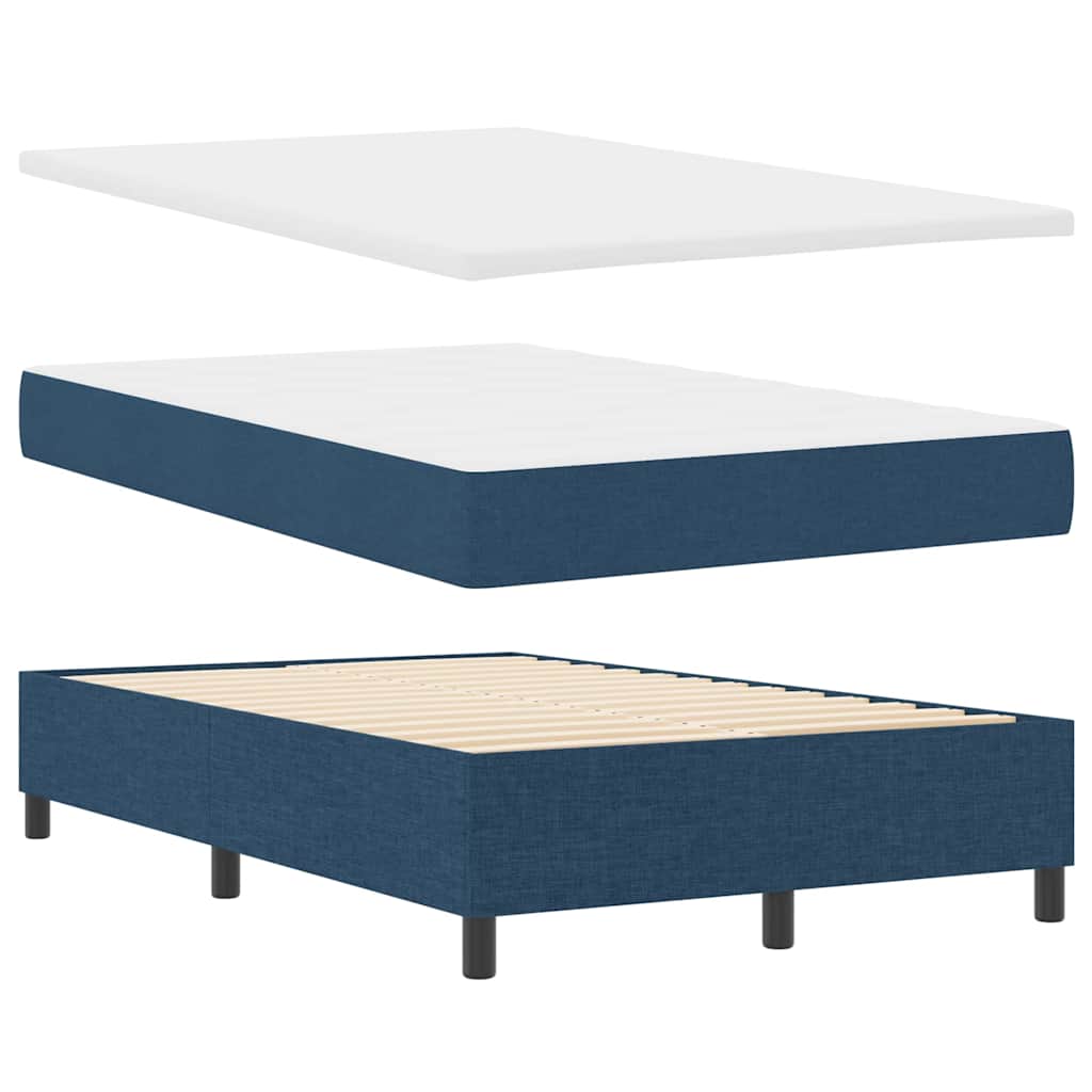Box Spring Bed with Mattress and Headboard Blue 120 x 190 cm Fabric