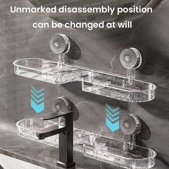 Yousheng Bathroom Storage Rack with Suction Cup Strong Load-bearing Self-draining Shampoo Sponge Holder Multi-Function Organizer