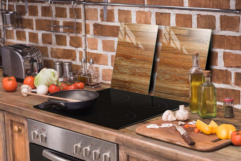 PIANO PROTETTIVO IN VETRO PER CUCINA 65x52 LEGNO
