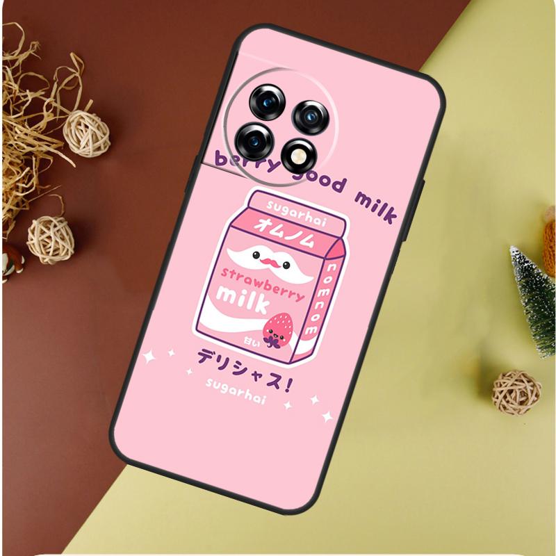 Kawaii Strawberry Milk For OnePlus 13 12 11 12R 13R 9 10 Pro 8T 9RT 10T 10R Nord 4 CE 2 3 Lite N20 N30 Phone Case