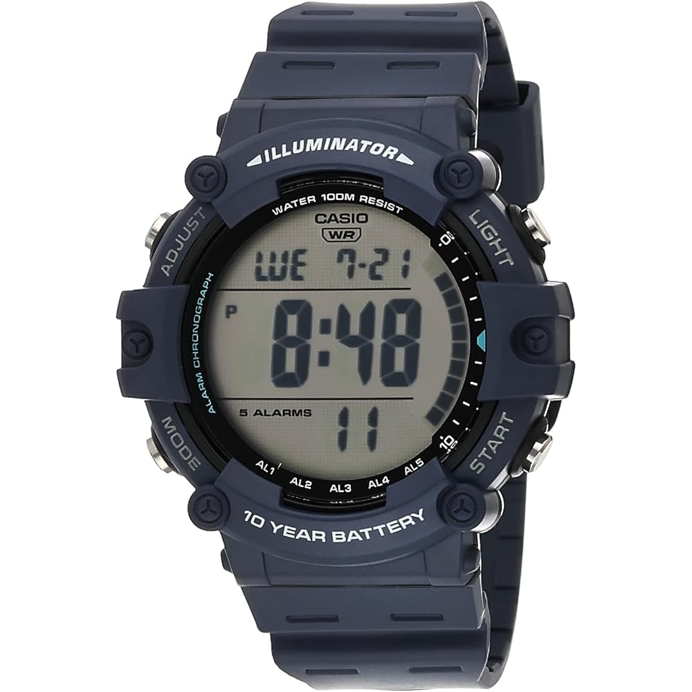 Casio Illuminator AE1500WH Series 10-Year Battery LED Backlight 5 Alarms Men s Digital Sports Watch Blue