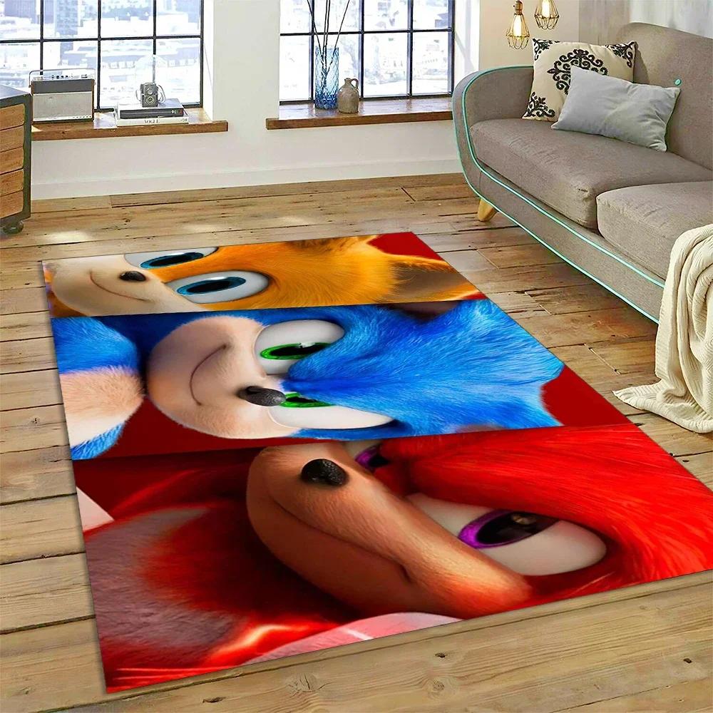 Game Anime 3D S-Sonic Cartoon Carpet Rug for Bedroom Living Room Home Sofa Decoration,Children Game Large Decor Floor Mat Gift