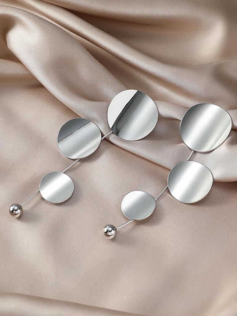 Metallic Glossy Triple-Round European & American Style Korean Earrings