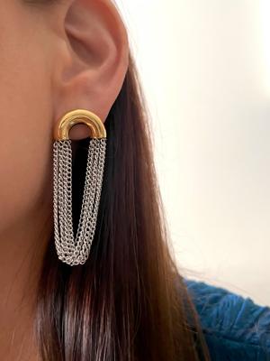 Fashion Design Stainless Steel Tassel Chain Earrings Waterproof Personalized Daily Jewelry for Women