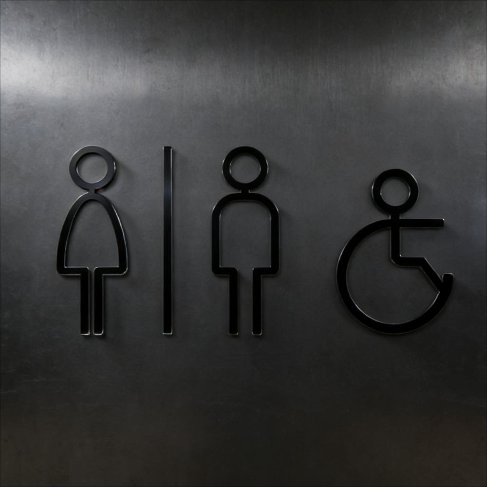 3D Acrylic Bathroom Gender Sign Self Adhesive Door Decor 15 cm