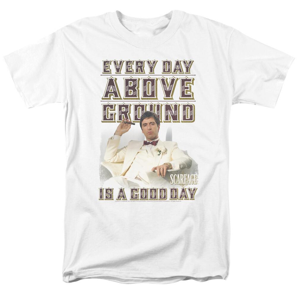 26 Scarface Above Ground T Shirt Licensed Gangster Movie Tony Montana Retro White Unisex T-Shirt M