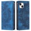 for iPhone 15 Plus,14 Plus,13 Mandala Embossed PU Leather Flip Wallet Case Magnetic Closure Cover
