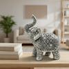 Elephant Figurine Textured Statue Auspicious for Bookshelf, Office Desk