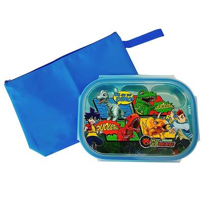 Dinosaurier-Mecard-Tasche, Edelstahl-Teller-Lunchbox-Set DM0104, verschiedene Farben, Teller + Deckel + Beutel, 1 Set, beliebte koreanische Elternartikel