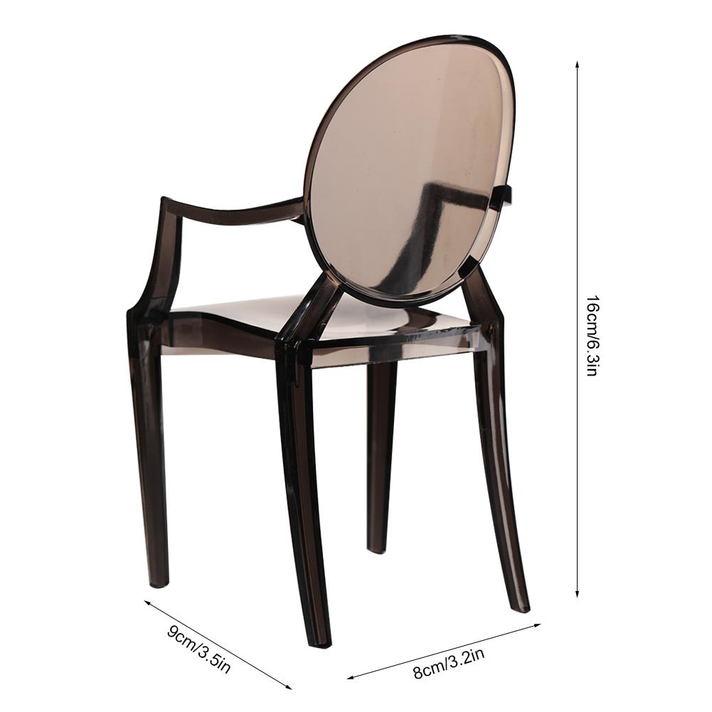 Miniature Armchair Plastic Chair Model Furniture for 1/6 Doll House Accessories (Grey)