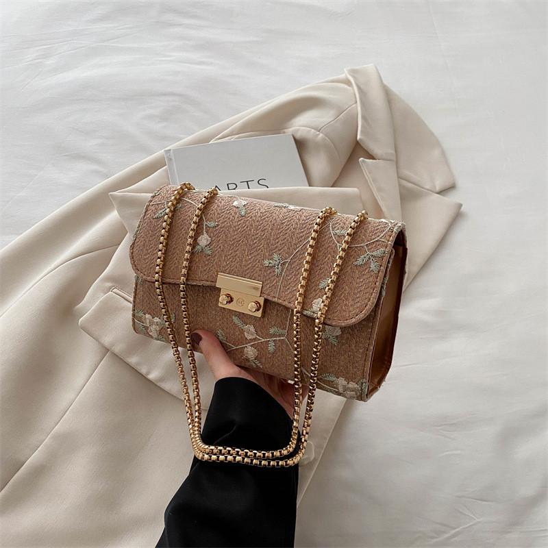 

Chic Casual Small Square Straw Crossbody Bag For Women With Trendy Design And Stylish Colors Brown