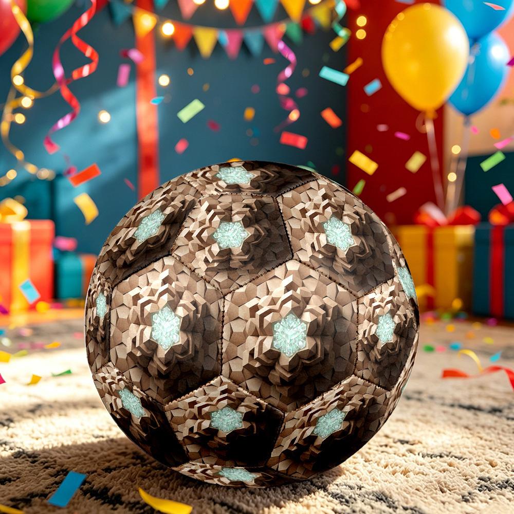 1pc Diamond Hexagon Themed Soccer Ball, Size 5, Lightweight PVC Material, Outdoor Training Soccer Ball Gift. q62272