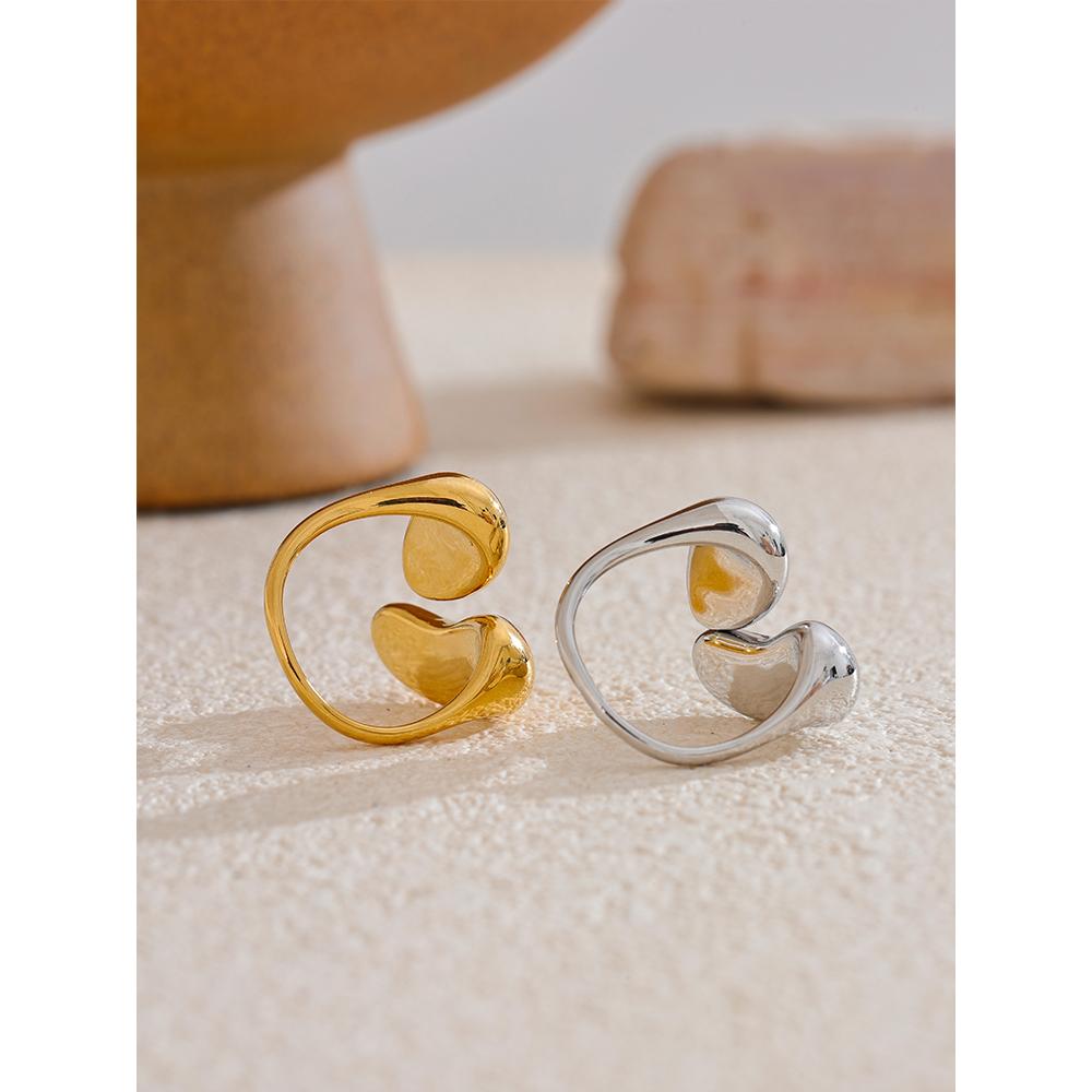 Yhpup Fashion Stainless Steel Metal Casting Minimalist Ring Water Resistant Stylish Chic Finger Jewelry Bijoux Femme Gift