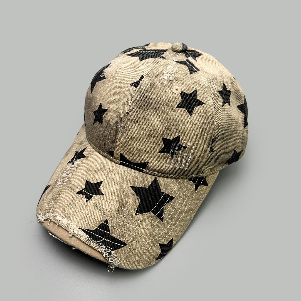 Spring And Summer Retro Pentagram Baseball Cap Men'S And Women'S Sunshade Holes Personalized Retro American Cap