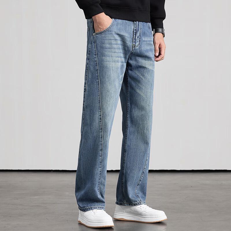 FAPAI Men's Straight-Leg Cotton Blend Jeans