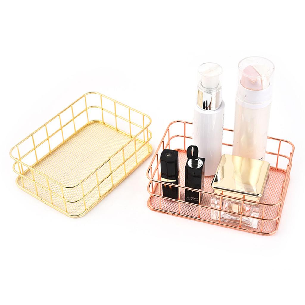 Decorative Iron Mesh Basket For Makeup Accessories Spices Sets Durable Metal Organizers With Ventilated Design