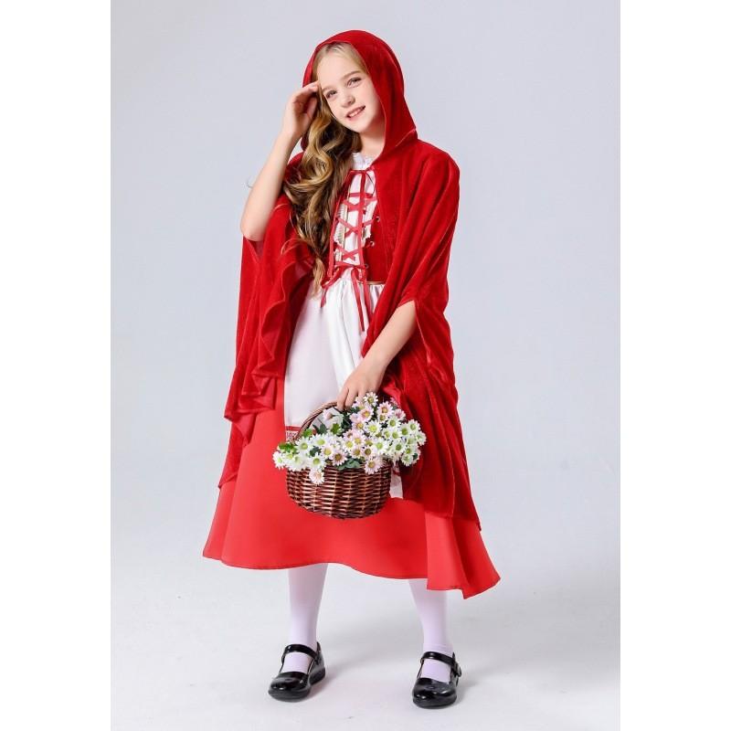 Girls Adorable Red Fairy Tale Costume Featuring High Quality Polyester Fabric Comfort For