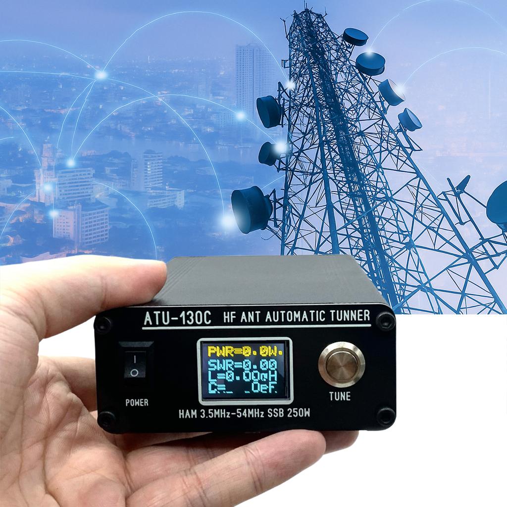 ATU130 3.5-54MHz 250W HF Automatic Antenna Tuner Mini Antenna Tuner Miniature Automatic Antenna Tuner for Home