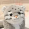 Grey Squatting Manul Doll Plush Toy Stuffed Wild Animal Stripe Spotted Fluffy Plushie Appeasing Companion Gift