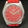 AUTOMATIC 7009A VINTAGE SEIKO 5 JAPAN MENS RED COLOR DIAL WATCH A701513-5 R206b-a701513
