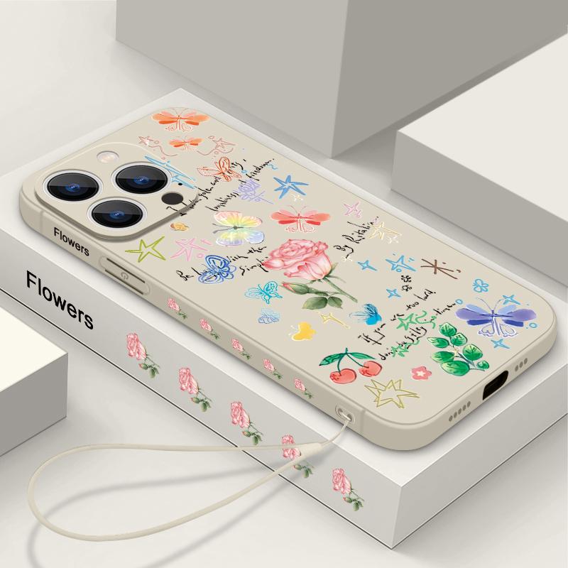 Romantic Flower Pattern Shockproof Case For iPhone 15 14 13 12 Pro Max 11 Magnetic For Magsafe Wireless Charge Soft Phone Cover