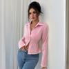 Casual Simple Striped Long-sleeved Button Tops and Shirts for Women 2025 Autumn and Winter