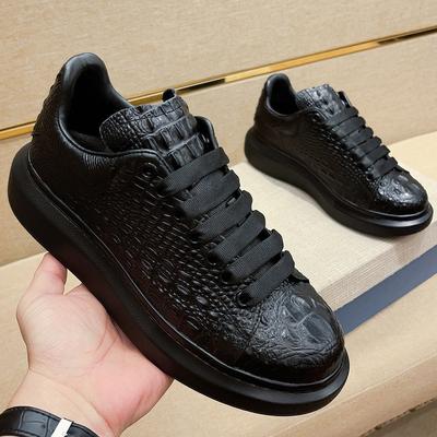 Fashion New Crocodile Print Black Men's Breathable Shoes Running Casual Sports Shoes Natural Cowhide Zapatos Hombre