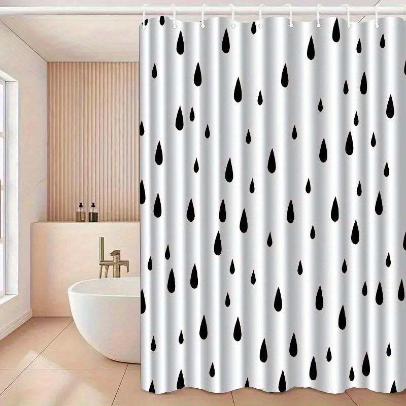 1pc Gray shower curtain with teardrop pattern, made of polyester, machine washable, with hooks, suitable for bathroom decor.