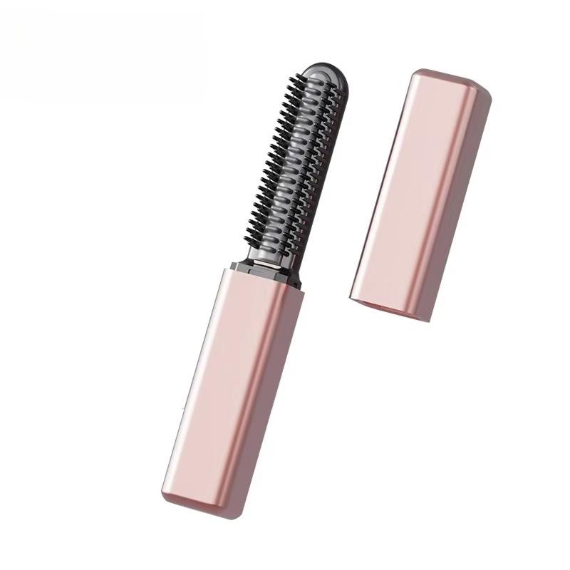 Mini Portable Straight Hair Comb Set Wireless Charging Curling Iron Fast Heating Lightweight for Office Travel Bangs Touch Up