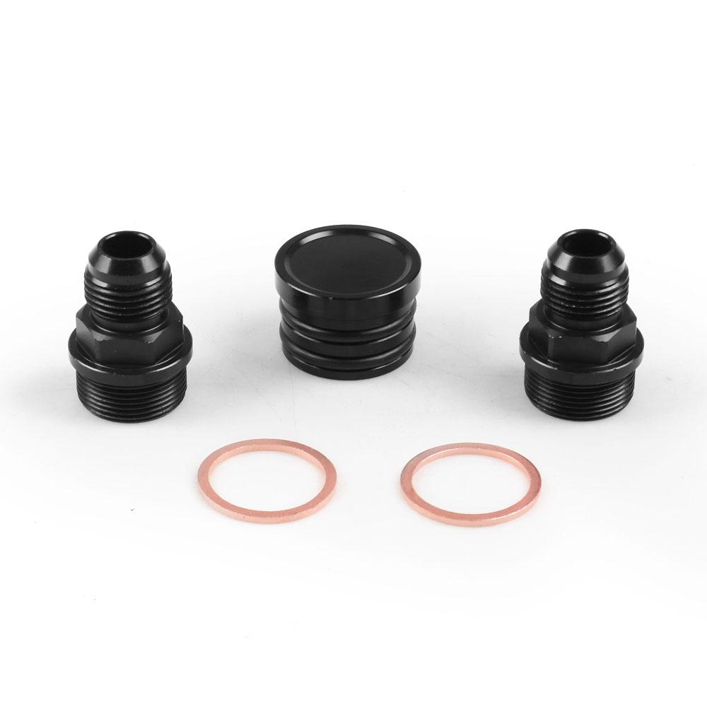 Rear Block Breather Fittings And Plug Black For Honda Acura B16 B18C Catch Can M28 To 10AN