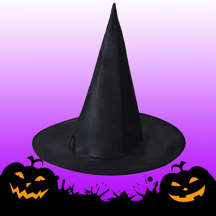 Halloween Witch Hat, Black Oxford Fabric Wizard Hat for Kids Adults, Magician Hat for Costume Party Cosplay Dress Up