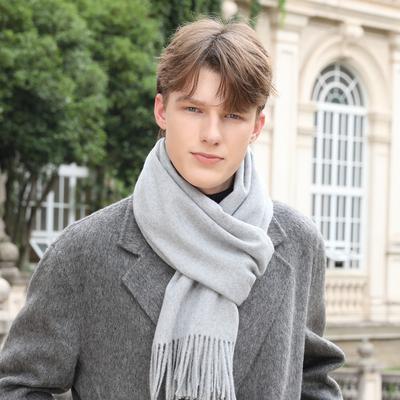 Wool Scarf Women's Winter High End Korean Men's Scarf Solid Color Versatile Autumn and Winter Men's Cashmere Scarf